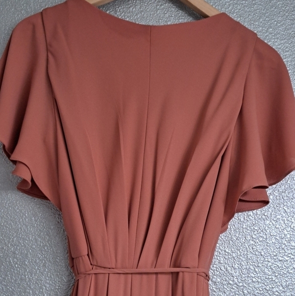 David's Bridal Sedona Flutter Sleeve Dress In Chianti Size 12 - Picture 7 of 12